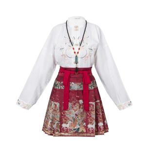 王洪旗香绕原创新款汉服女织金短裙红色马面裙短款套装汉元素国风