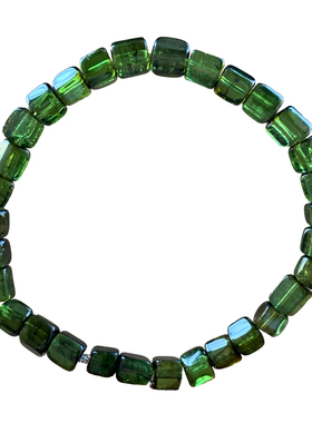 天然巴西绿碧玺随形手链饰品情侣