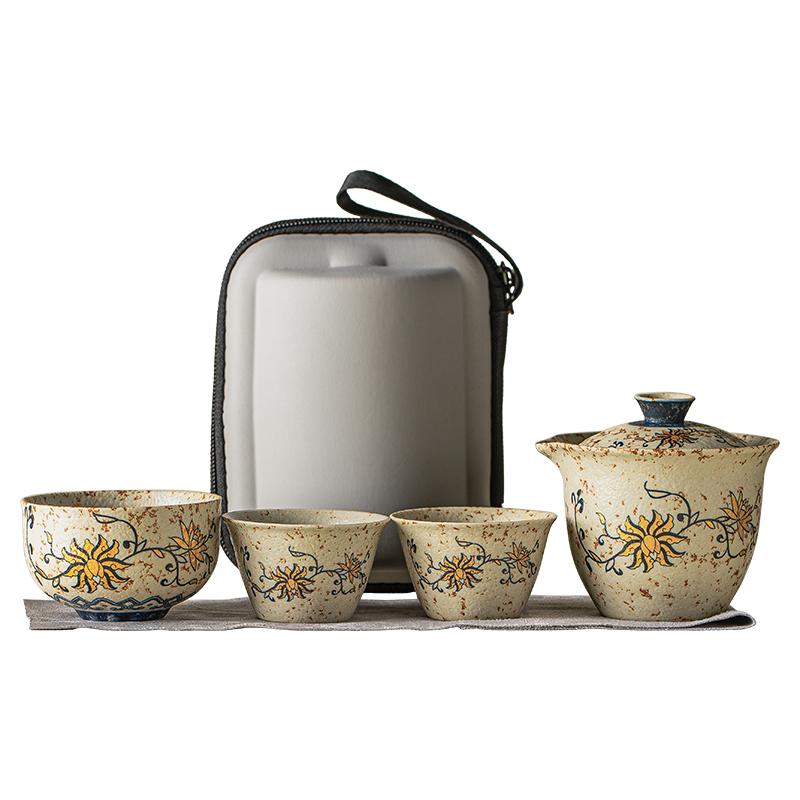 右汝180ml旅行茶具一壶三杯
