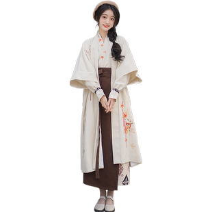 柒邑喵欲观枫 汉服女宋制旋裙加绒加厚长干寺飞机袖上班穿秋冬季