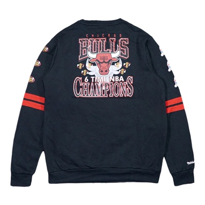绝版正品美潮 MITCHELL & NESS 芝加哥公牛队拼色圆领抓绒卫衣