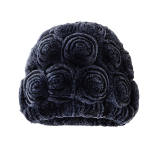 正品新款秋冬季獭兔真皮保暖兔毛皮草帽子花帽女士加厚毛线帽子