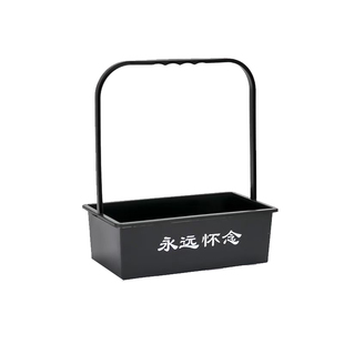 清明手提花篮菊花塑料长方盒上坟祭祖仿真花黑色盒子纸祭用品花篮