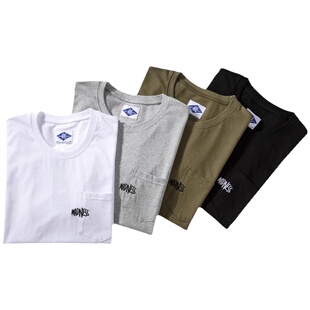 余文乐ins同款潮牌圆领绣花小口袋短袖男士学生日系港风宽松T恤衫