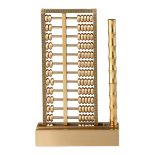 古铜官 铜算盘摆件抓周礼品配铜笔支架礼物办公桌博古架装饰品