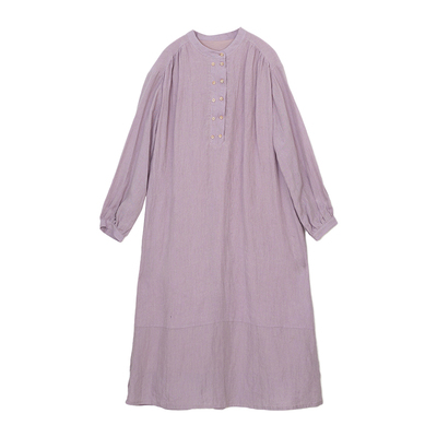 忘城文艺色织亚麻连衣裙