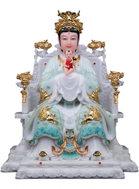 三霄娘娘汉白玉天青神像摆件