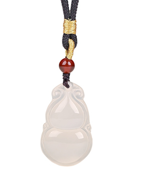 吉照堂女款白玛瑙葫芦吊坠