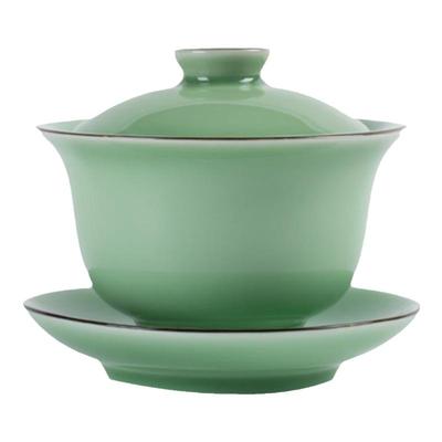 龙泉青瓷中式三才盖碗