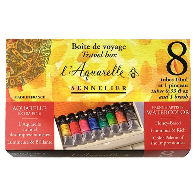 申内利尔管装水彩颜料大师级固彩管彩套装 高端木盒 基础色珠光色