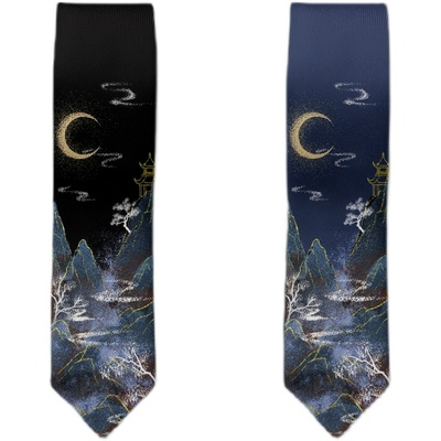 提花金线领带空山新雨月色星象