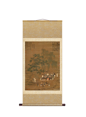 北宋赵佶宋徽宗文会图原作超清复制装裱卷轴挂画中式玄关茶室字画