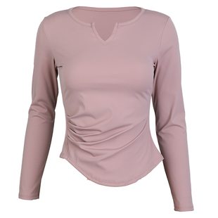 movingtime运动上衣女带胸垫显瘦跑步健身衣普拉提瑜伽服长袖秋季