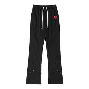 查尔斯桃心 高街牛仔裤男春秋季2025新款铆钉显瘦休闲微喇长裤子