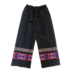 成人彝族男单裤直筒裤男款长裤民族特色绣花裤子少数民族黑色男裤