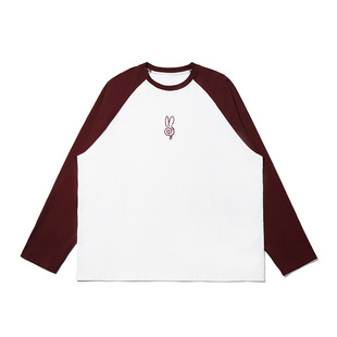 【苏新皓同款】RIC漩涡兔插肩长袖T恤男秋季潮牌宽松情侣打底衫女