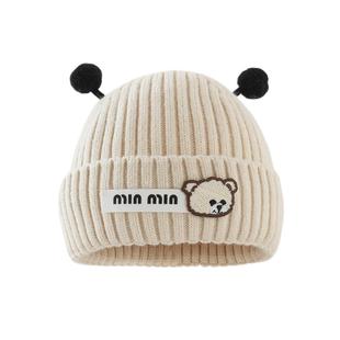 婴儿帽子秋冬季超萌加厚婴幼儿触角针织帽6个月1岁男女宝宝毛线帽