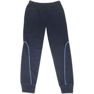 兰州华侨实验春秋款全棉藏青加蓝细条束口小学中学高中运动校裤