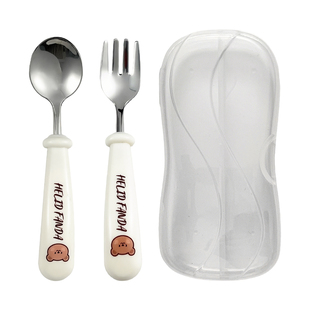 316不锈钢儿童勺宝宝自主进食学吃训练勺不锈钢叉子勺子辅食餐具