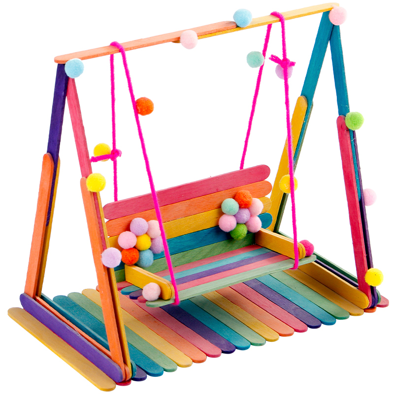 彩色秋千儿童幼儿园手工制作材料模型制作工具/辅料耗
