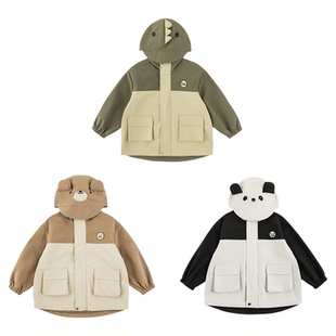 幼悠童装男童春秋卡通连帽外套2026新款儿童秋装户外防风保暖上衣