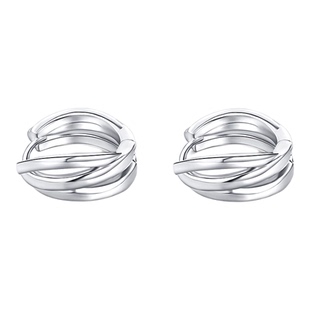 AJIDOU阿吉豆耳环银色女款多圈绕线交织层次感小众设计耳圈耳饰