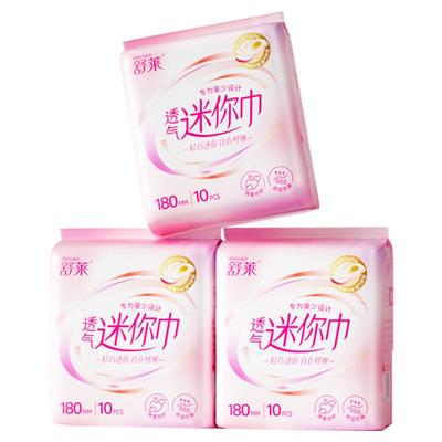 舒莱透气迷你卫生巾轻薄干爽180日用加长护垫姨妈巾防侧漏组合装
