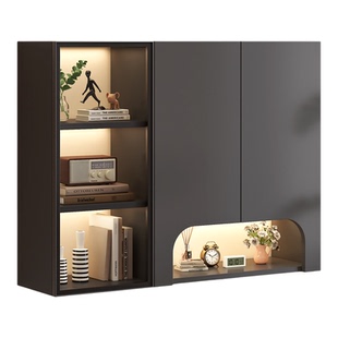 实木吊柜挂墙储物柜书柜书架厨房壁柜客厅装饰柜置物柜阳台收纳柜