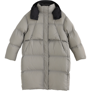 初中生2025冬季新款蓬松泡芙中长款立领连帽羽绒服保暖青少年外套