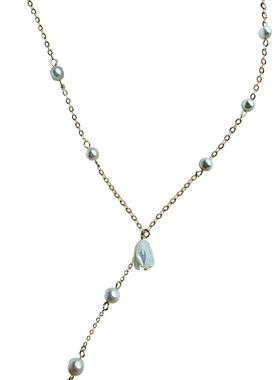 酒午白玉郁金香珍珠项链