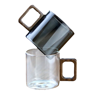 小号木把防烫品茗杯耐热玻璃小茶碗功夫茶具小茶盅高颜值主人杯子