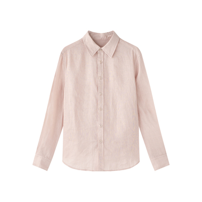 100天然亚麻透气秋基础叠穿衬衫