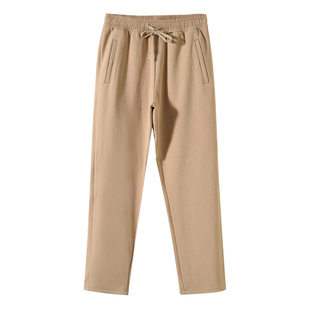 五只白鹅【羊毛+蚕丝+天丝】2025秋冬加绒加厚防风裤弹力休闲长裤