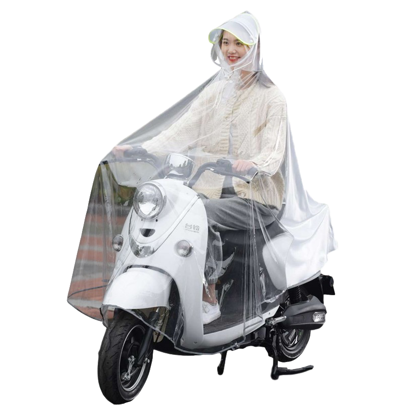亲子双人摩托车后置透明防水雨衣