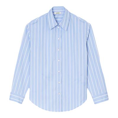 SANDRO蕾丝镂空条纹衬衫