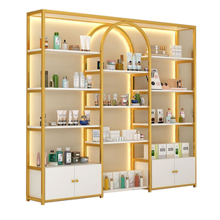 美容院展示柜轻奢化妆品多层收纳架理发店货柜置物架子母婴陈列柜