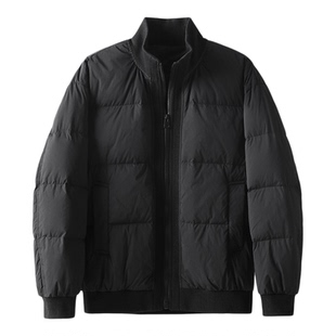 LUUD 轻量化保暖防风白鸭绒面包服外套男冬罗纹针织拼接款羽绒服