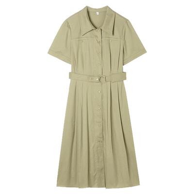 单排扣通勤简约中裙连衣裙