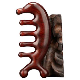 南京同仁堂天然紫檀头皮按摩梳头部疏通经络梳子女檀木刮痧筋络