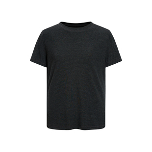 sameuoo散养文化莱赛尔混纺短袖t恤女都市通勤正肩修身条纹上衣