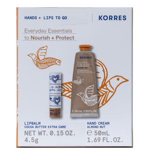 希腊直邮 KORRES珂诺诗 25AW可可润唇膏&杏仁坚果护手霜50ml套装