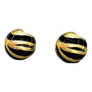 AOPOSS白姿[玲珑斑马]耳钉耳夹原创设计黑金夸张耳环推荐小众