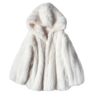 冬季女新款加厚羊羔毛外套环保皮草毛茸茸衣服中长款连帽毛毛上衣