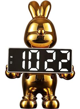 气球兔时钟摆件存钱罐摆台电子钟