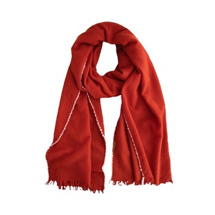 延续经典~H家丨新款Cashmere红色100%羊绒手工编织围巾女冬季高档