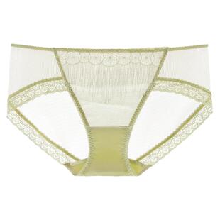 华歌尔Wacoal 性感清透刺绣中低腰三角裤内裤女 WP3453