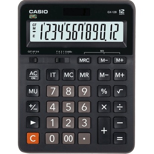 CASIO卡西欧GX-12B经典款黑色商务型财务会计办公计算器大号大屏大按键太阳能计算机