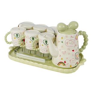 奶油风茶壶茶杯套装高颜值陶瓷客厅水杯家用茶具乔迁新居水具礼品