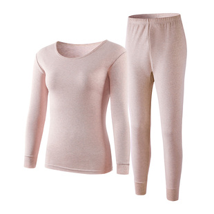ab保暖内衣圆领纯棉刷绒打底棉毛衫裤秋衣秋裤女士低领套装R862
