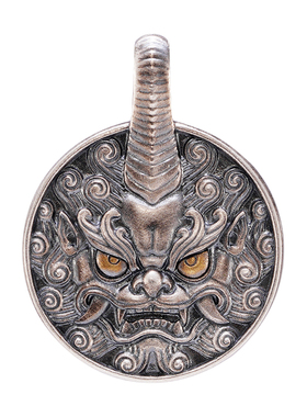 刻己s925银貔貅项链吊坠